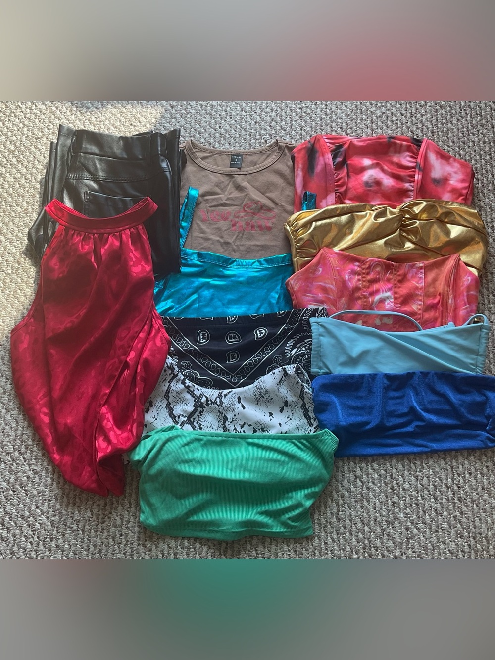 12 PIECE YOUNG WOMEN’S SHEIN BUNDLE - Pants, Bandeau/Halter Tops - SIZE SMALL